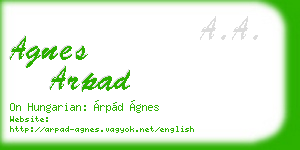 agnes arpad business card
